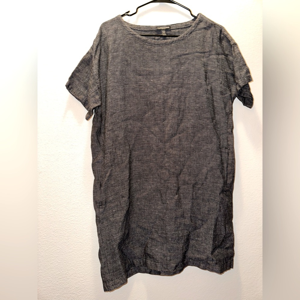 Eileen Fisher Charcoal Gray Linen Blend K/L Dress
